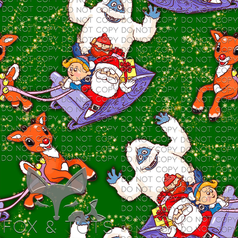 Rudolph Sleigh Riding Fabric