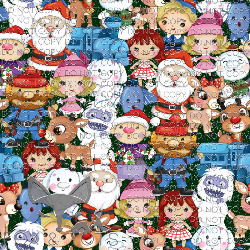 Rudolph Stacked Characters Fabric