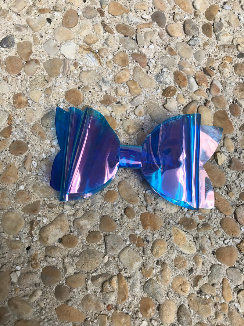 Large Blue Glossy Pool Bow