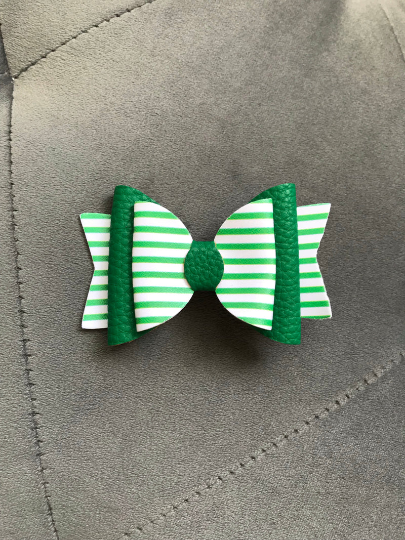 Small Green Stripe Bow