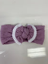 Head Wrap with Bow and Small Pom Poms RTS