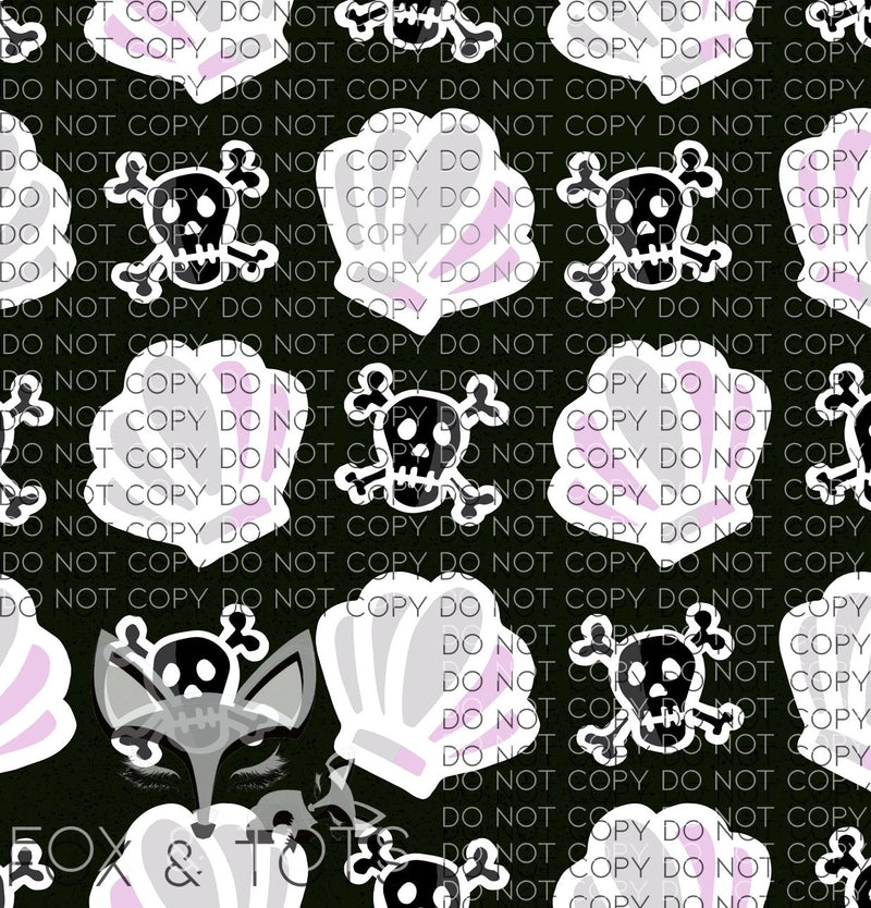 Crossbones and Seashells Fabric