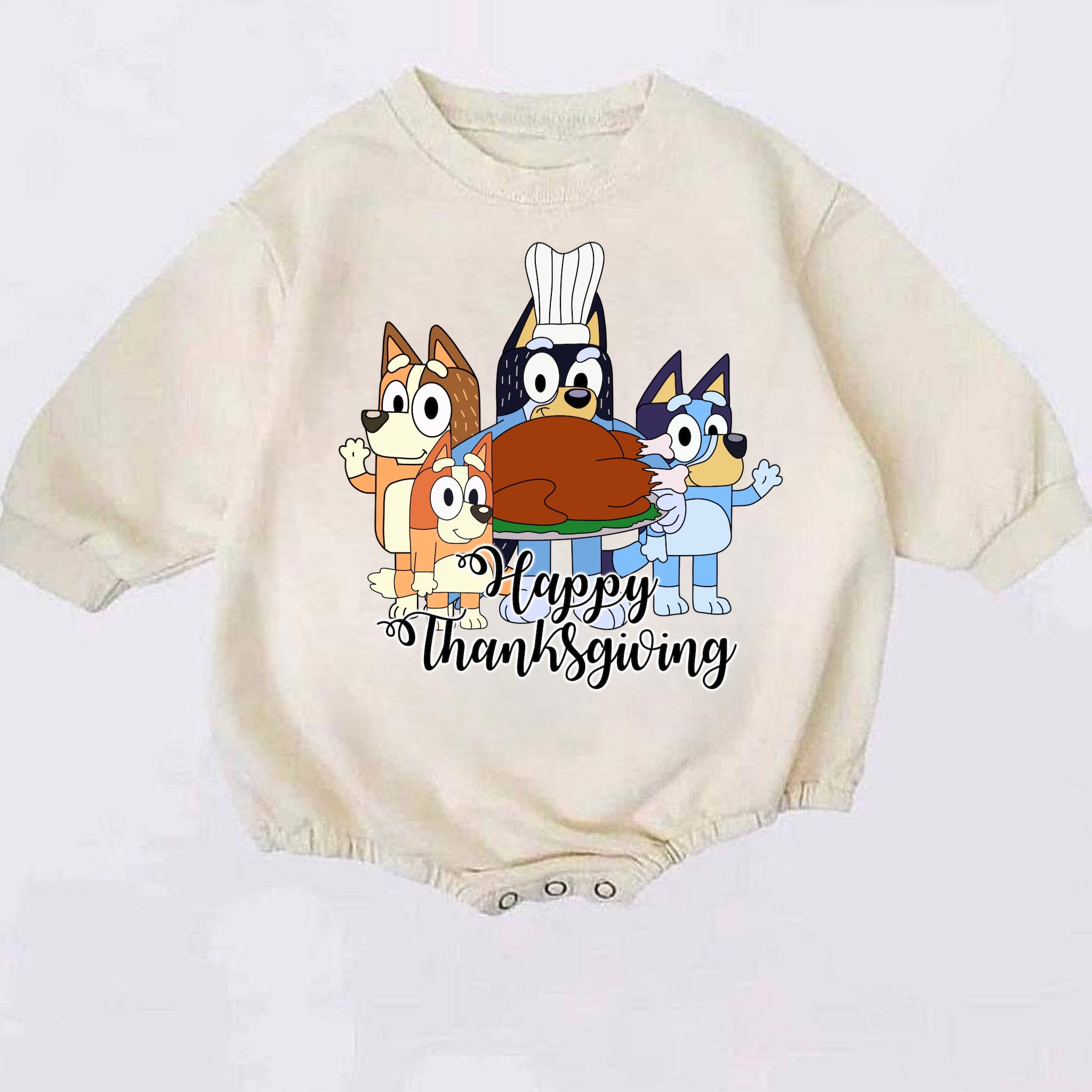 PRE ORDER BLUEDOG HAPPY THANKSGIVING ROMPER FAMILY 3 4 week tat