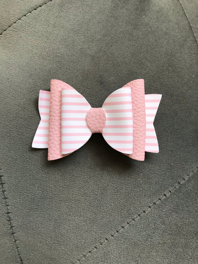 Small Light Pink Stripe Bow