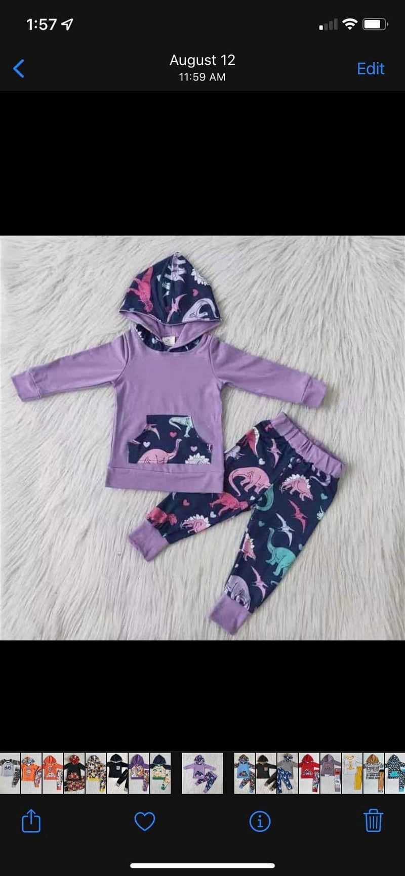 PREORDER PURPLE DINO 2 PIECE SET 4-6 WEEK TAT