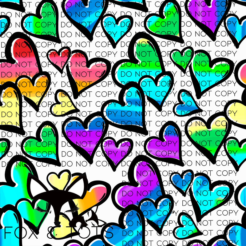 Rainbow Filled Hearts Fabric