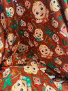 Maroon Cocomelon Fabric