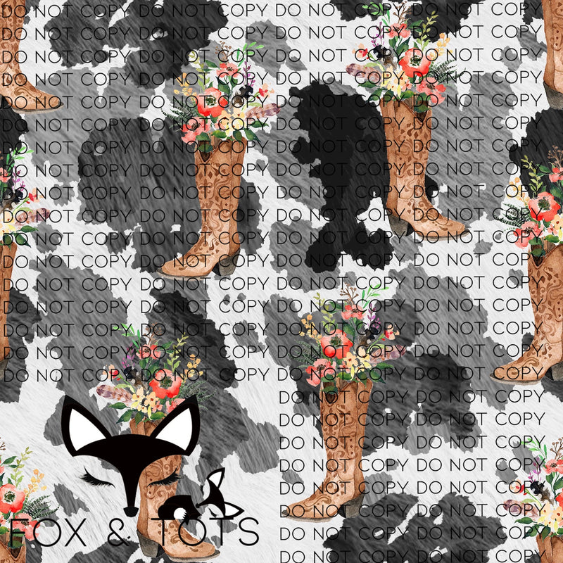Floral Cowgirl Boots Fabric