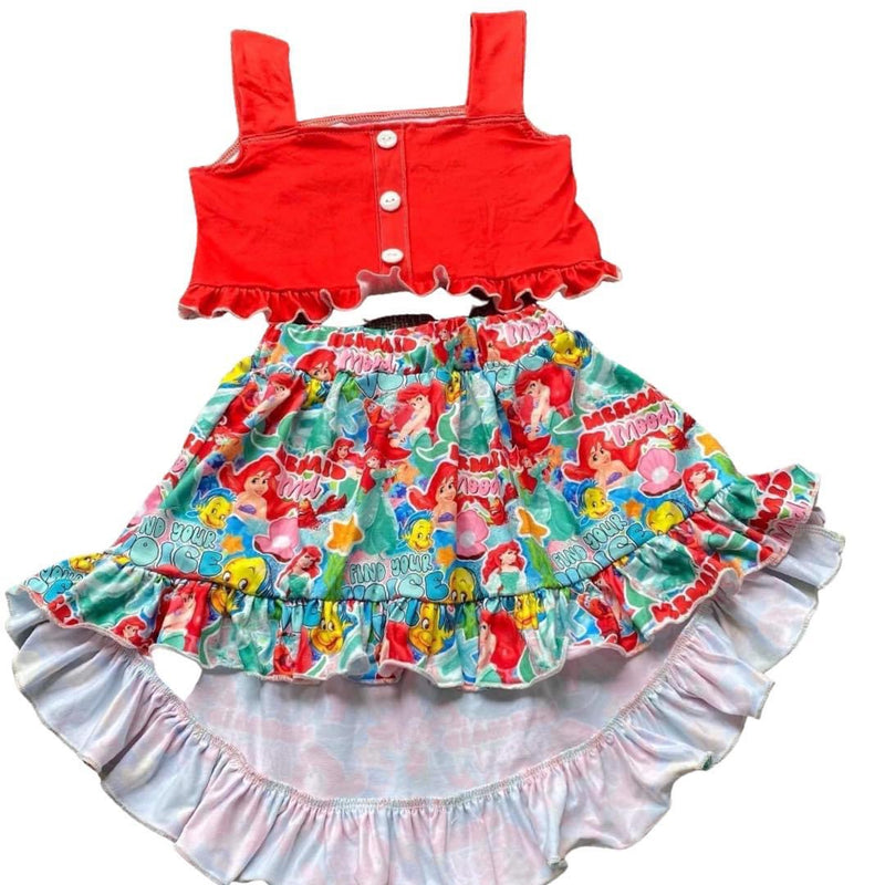 PREORDER CROP TOP W/ HIGH LOW SKIRT