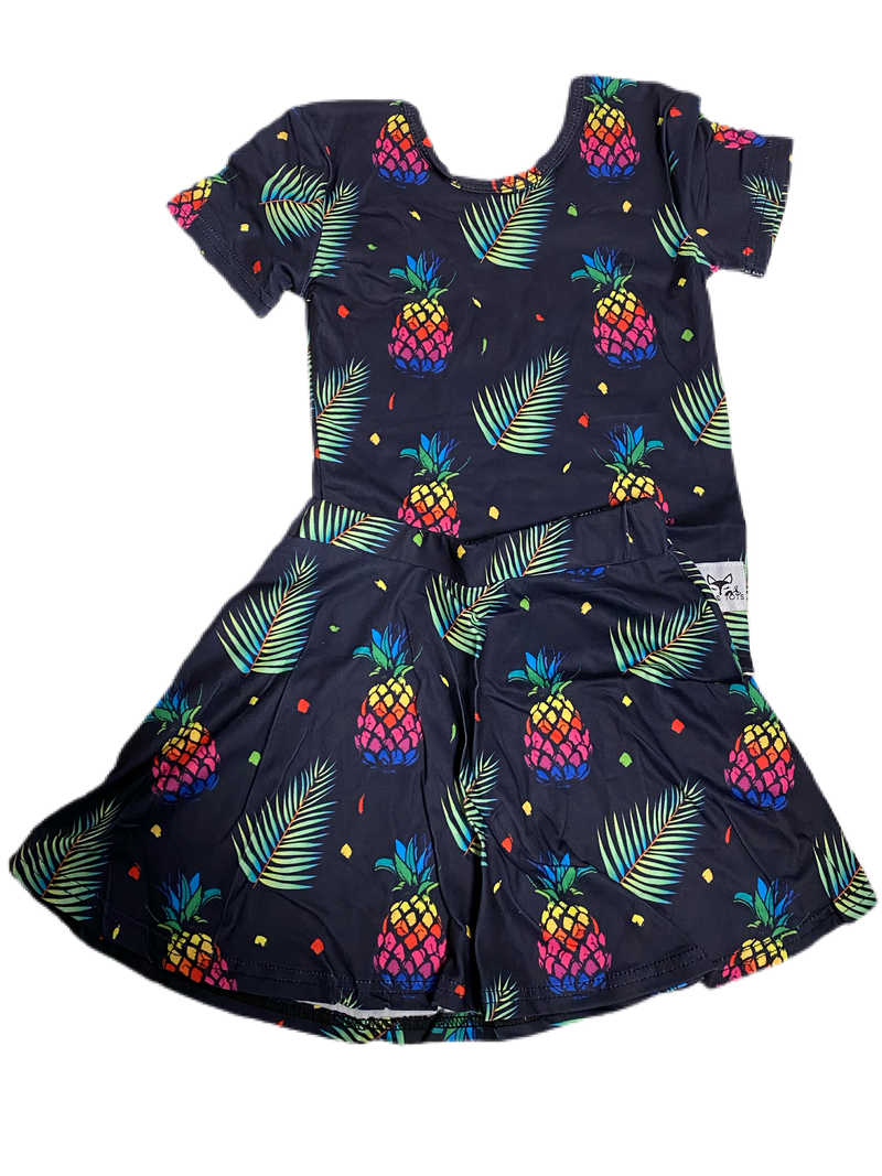 RTS-Rainbow Pineapple Two Piece Twirl Dress