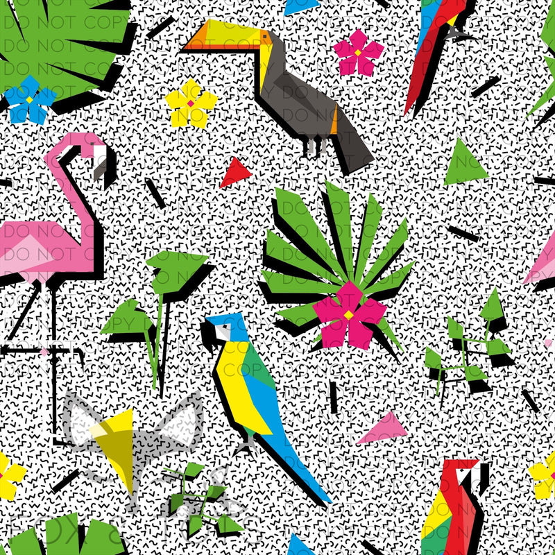 Tropical Birds And Leaves Fabric