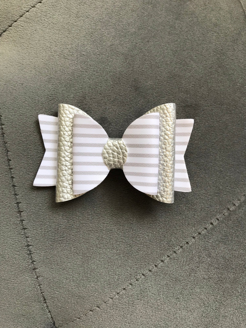 Small Gray Stripe Bow