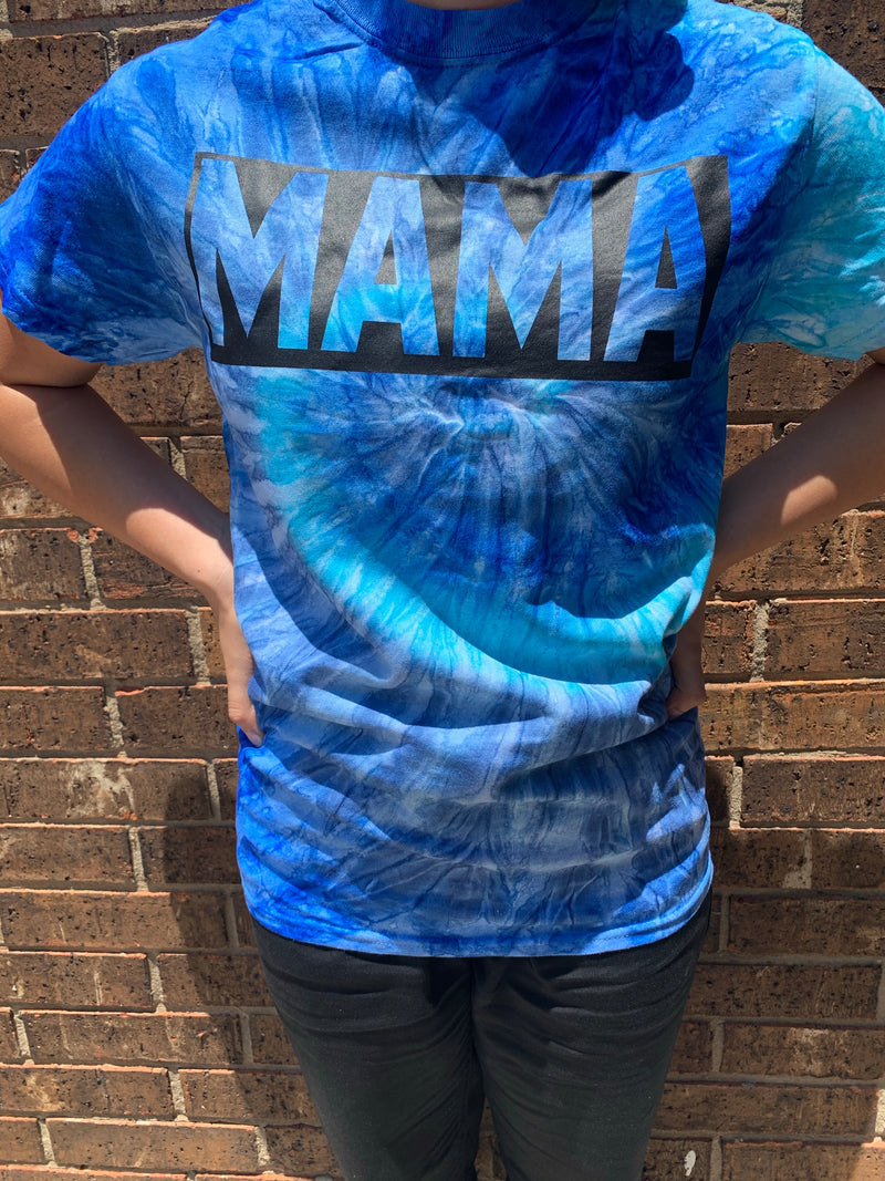 MAMA blue tie dye tee-RTS