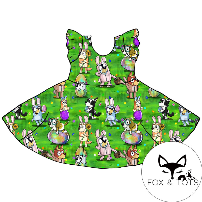 RTS BLUEDOG EASTER FLUTTER DRESS