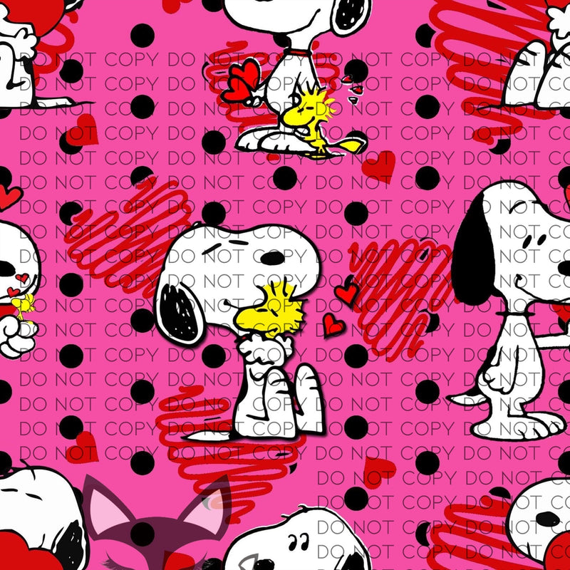 Snoopy Woodstock Pink Fabric