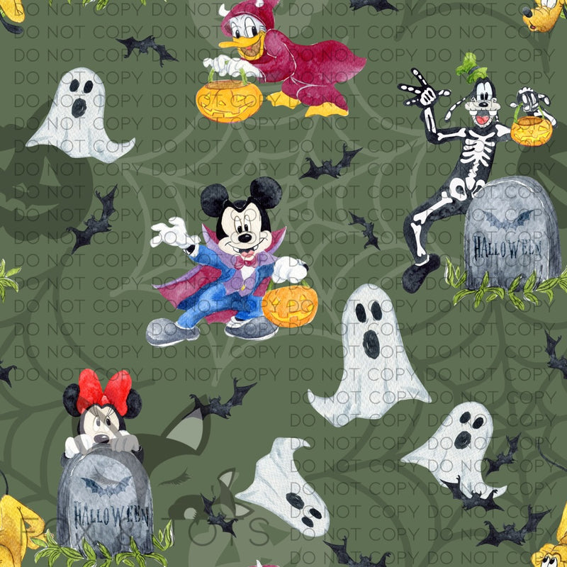 Green Mouse Halloween Fabric