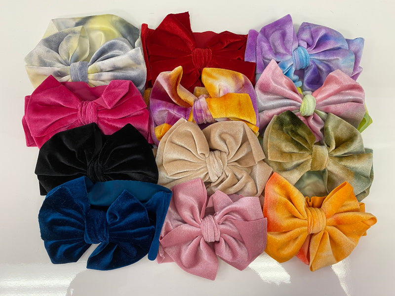 Velvet head wrap with bows RTS