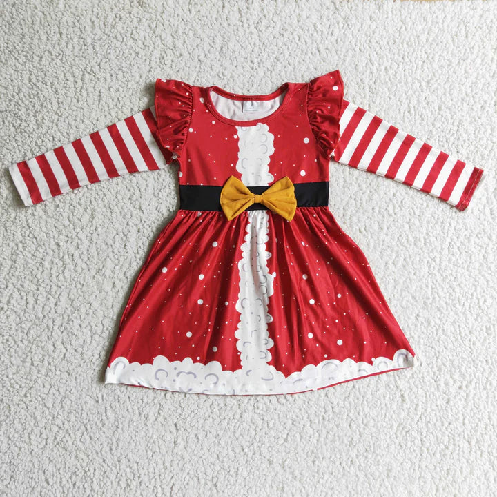 PREORDER RED STRIPE SANTA DRESS 2/3 WEEK TAT