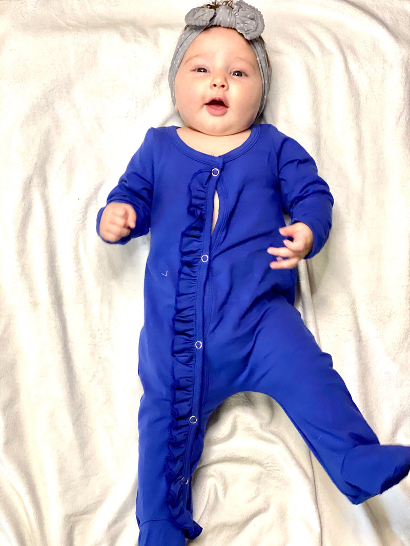 Blue Baby Snap Footie-RTS