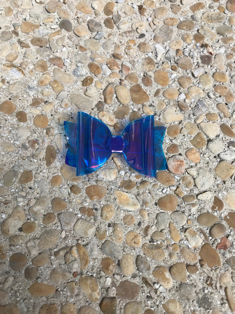 Small Blue Glossy Pool Bow