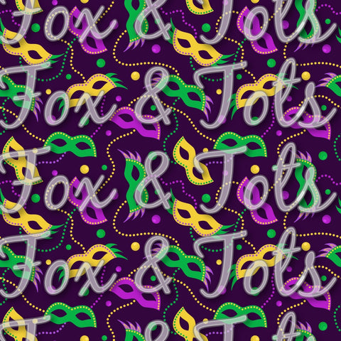 Mardi Gras Beads & Masks Fabric – Fox & Tots