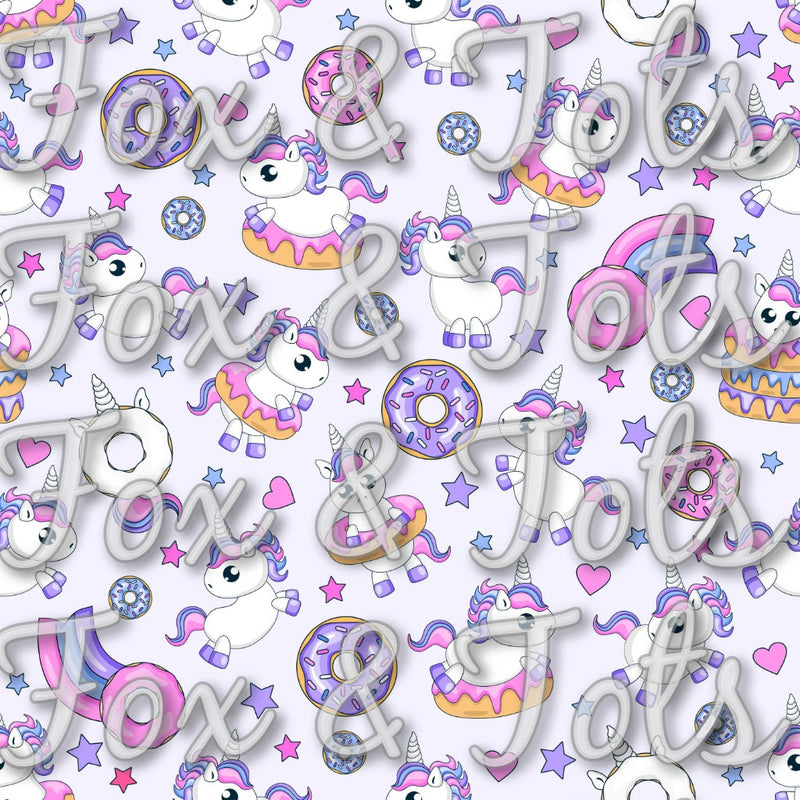 Unicorn Stars and Donuts Fabric